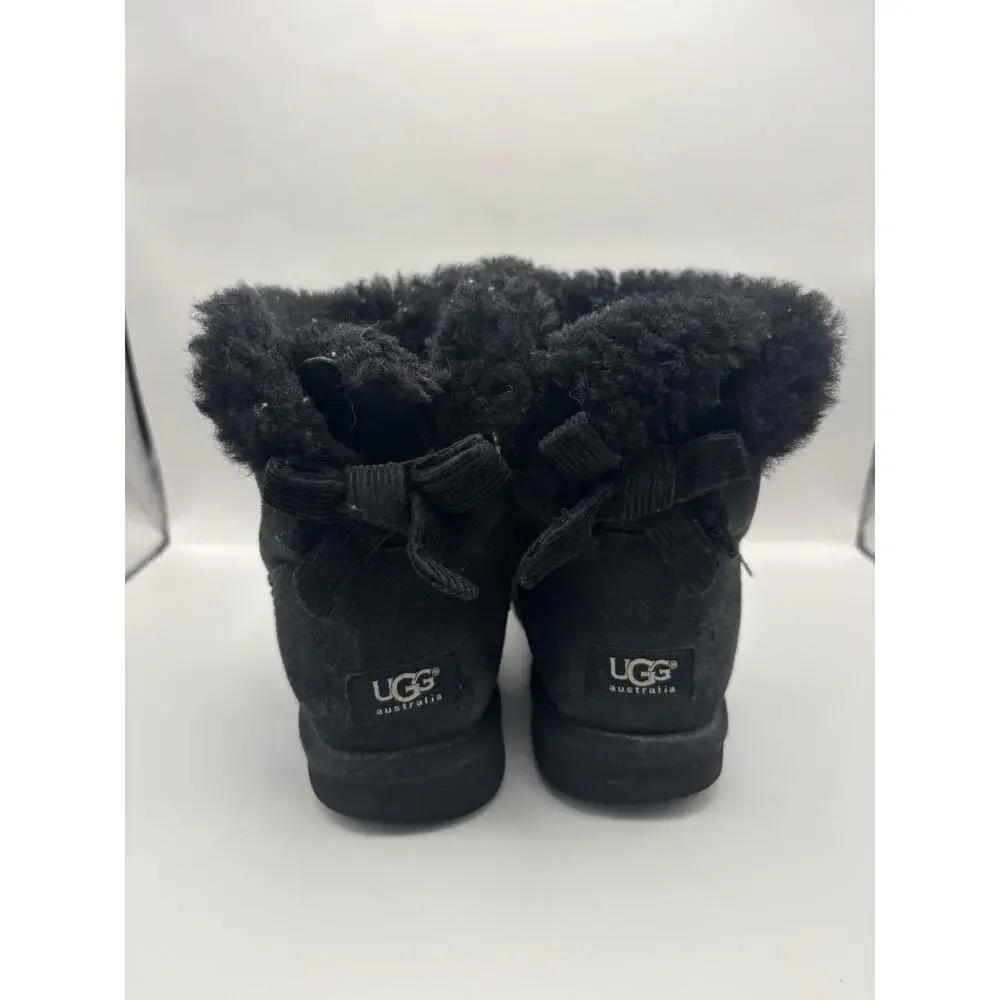 Ugg Mini Bailey Bow II Black Boots Women Size 9